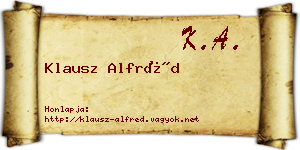 Klausz Alfréd névjegykártya